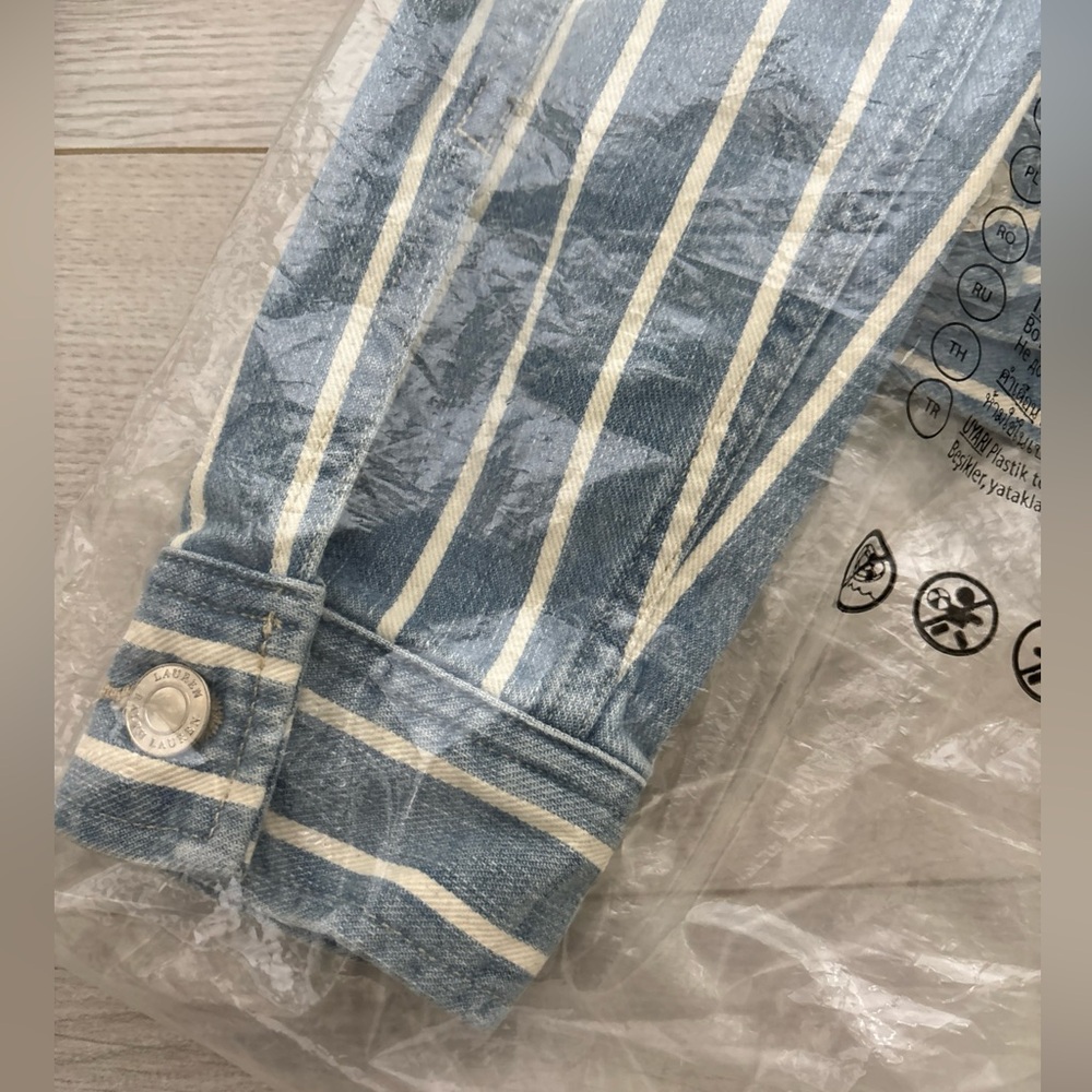 Lauren By Ralph Lauren Blue and White Striped denim Jacket Sz XS - Picture 8 of 9